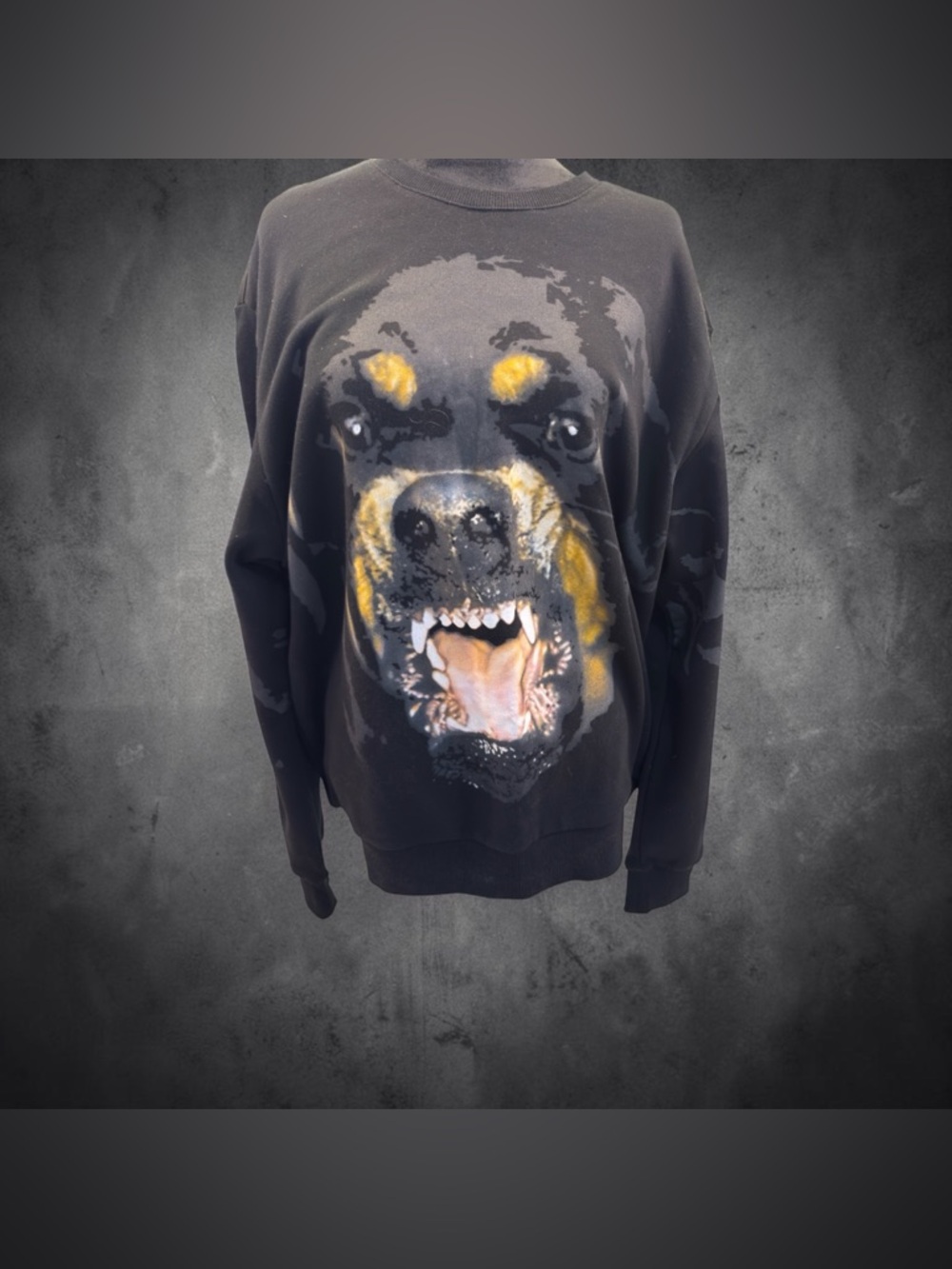 Givenchy Black Sweatshirt with Yellow Rottweiler Face Graphic